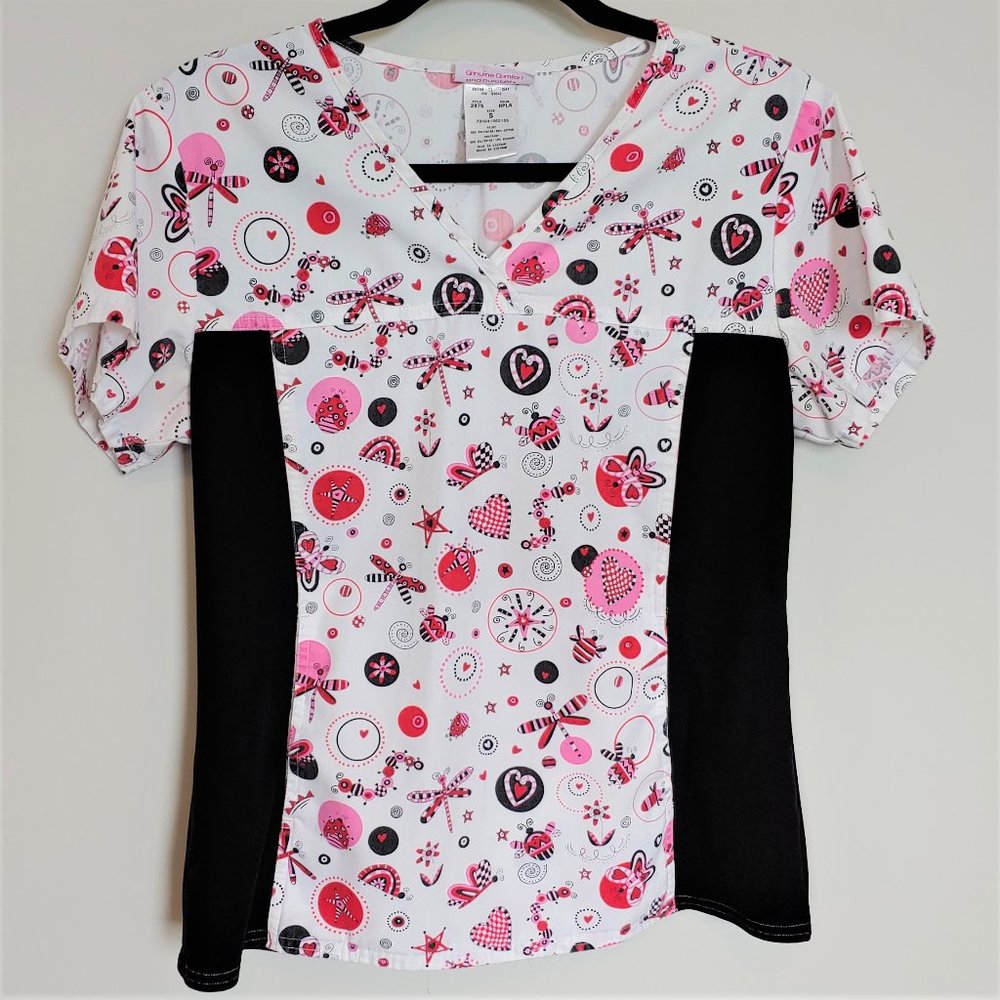 🎃 Cherokee Ladybug Comfort Stretch Scrub Top Sz S